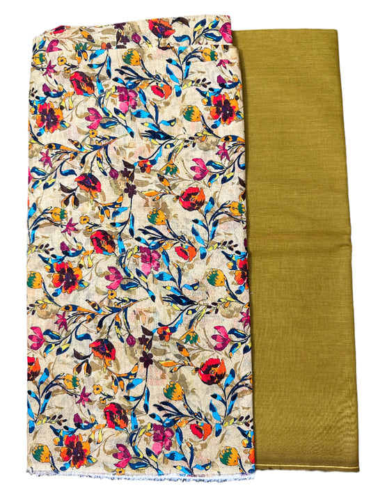 2 Pcs Doriya Lawn Print suit ( line texture )