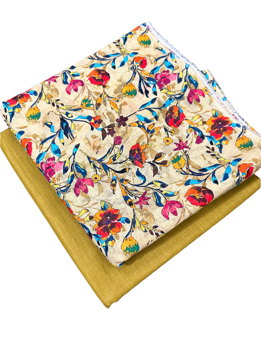 2 Pcs Doriya Lawn Print suit ( line texture )